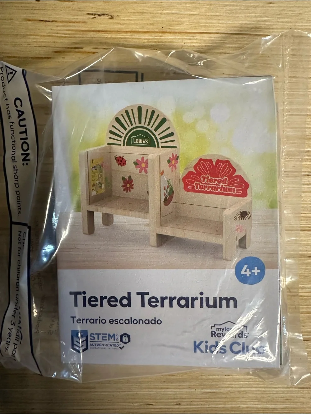Kid's Tiered Terrarium Craft Kit - Natural Wood with Floral Accents